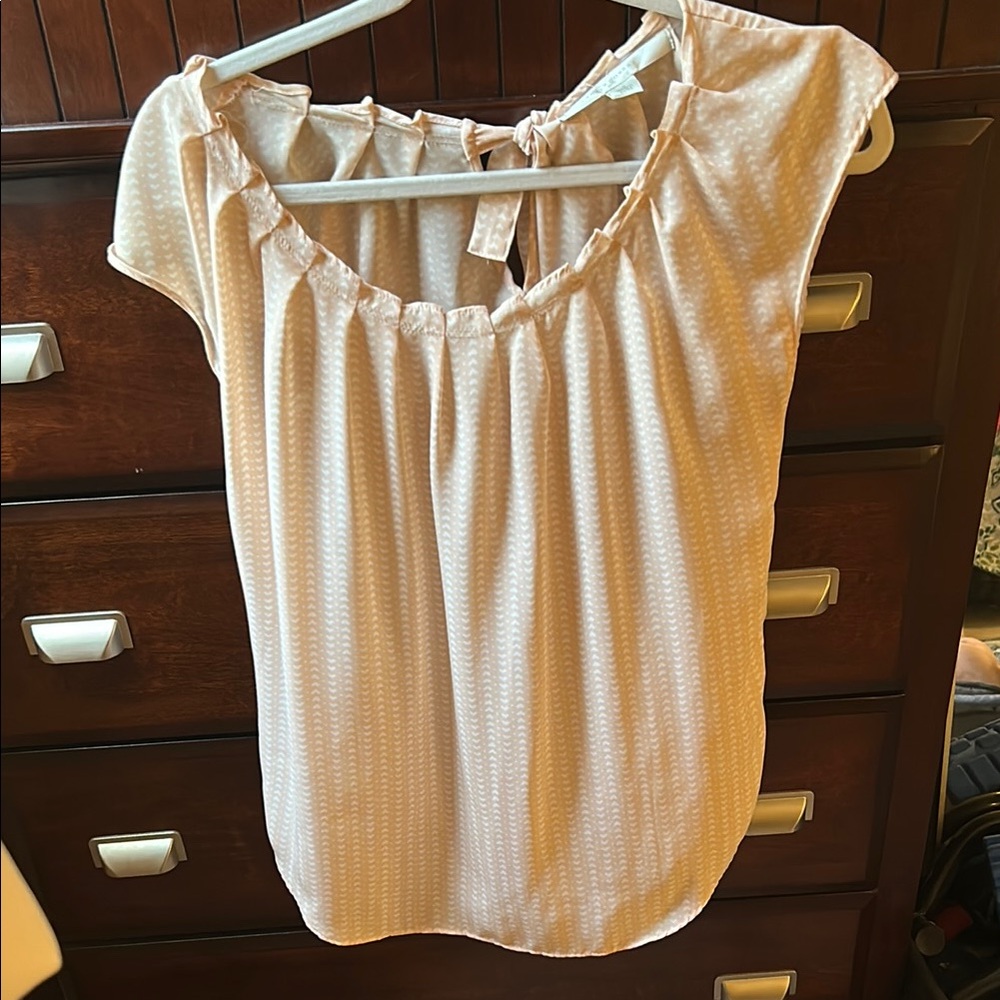LC Lauren Conrad pink cap sleeve Ruffled Tie Blouse